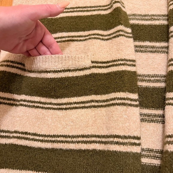 Knox Rose Women's Size Large Long Sleeve Open Front Cardigan Olive Striped - Picture 5 of 9